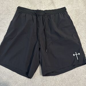 Holstrength Men’s Large Black Athletic Gym Shorts with Pockets Elastic Waist